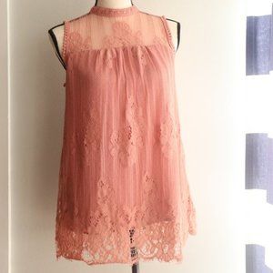 Zac and Rachel Pink Lace Sleeveless Top Size Small